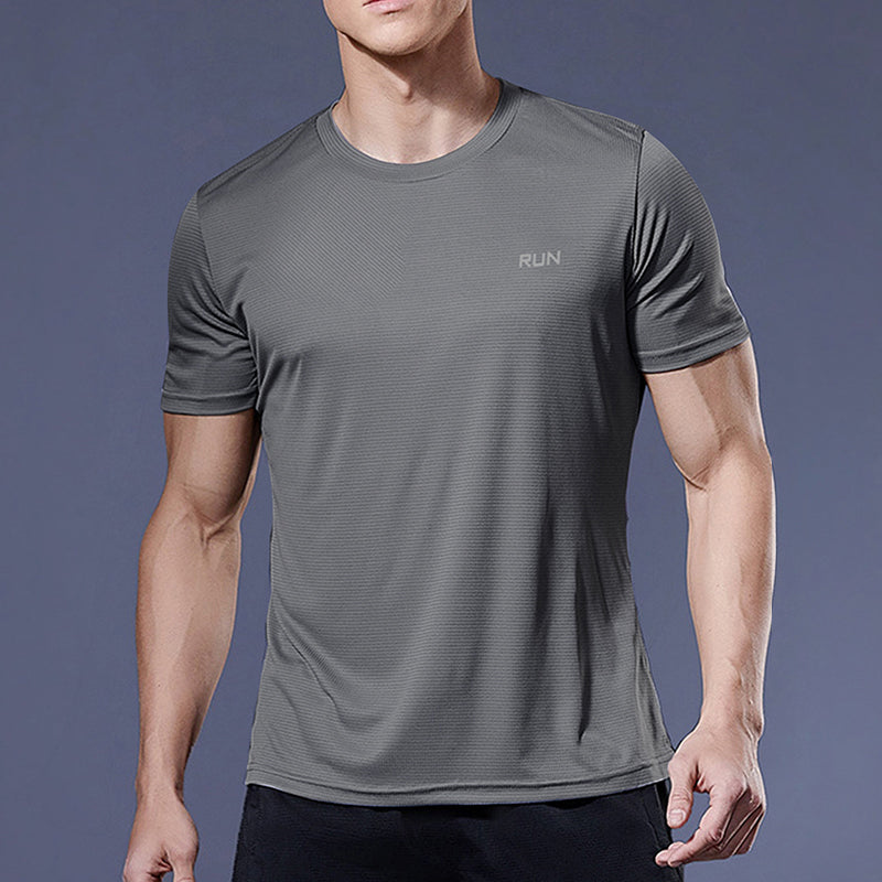 Men's Quick-Dry Ice Silk Sports T-Shirt – Short Sleeve Breathable Fitness & Running Top