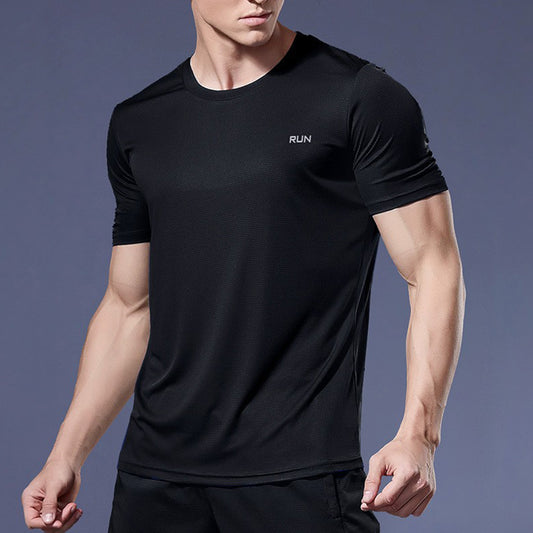 Men's Quick-Dry Ice Silk Sports T-Shirt – Short Sleeve Breathable Fitness & Running Top